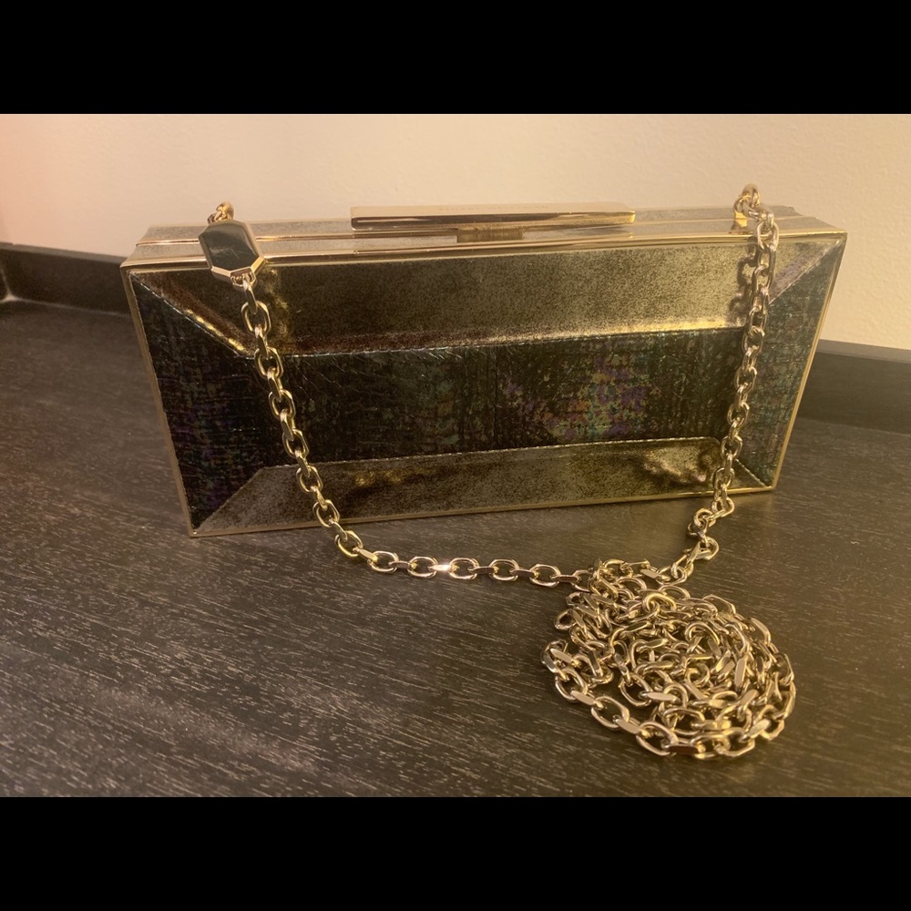 Chelsboxclutch iridescent/metallic leather.